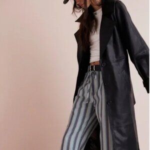 Free People Rock It Leather Trench Coat - Black - S